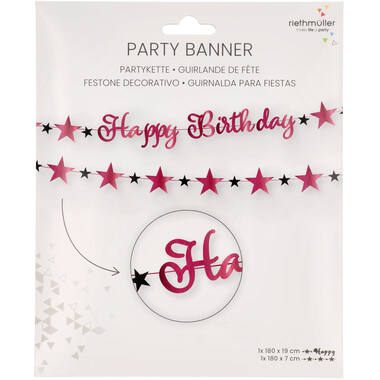 Letter Banner Starlight Birthday Pink Paper 213 x 16.2 cm