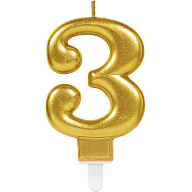 Number Candle 3 Starlight Birthday Gold Height 9.3 cm