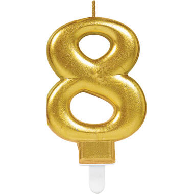 Number Candle 8 Starlight Birthday Gold Height 9.3 cm