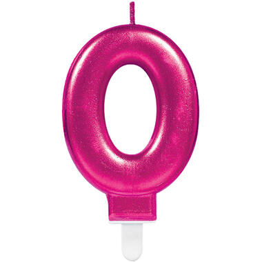 Number Candle 0 Starlight Birthday Pink Height 9.3 cm
