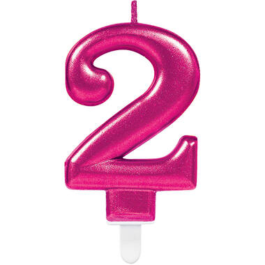 Number Candle 2 Starlight Birthday Pink Height 9.3 cm
