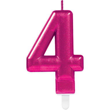 Number Candle 4 Starlight Birthday Pink Height 9.3 cm