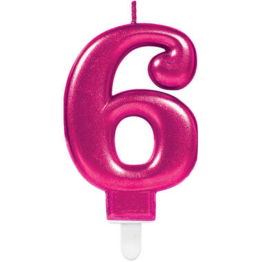 Number Candle 6 Starlight Birthday Pink Height 9.3 cm