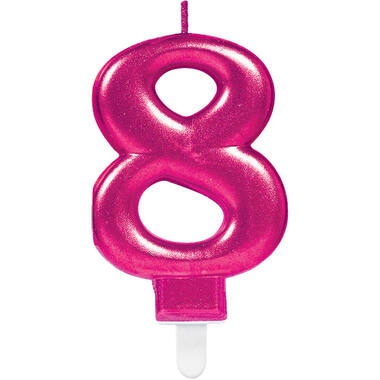 Number Candle 8 Starlight Birthday Pink Height 9.3 cm
