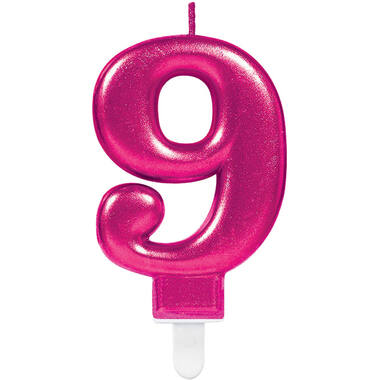 Number Candle 9 Starlight Birthday Pink Height 9.3 cm