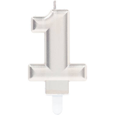 Number Candle 1 Starlight Birthday Silver Height 9.3 cm