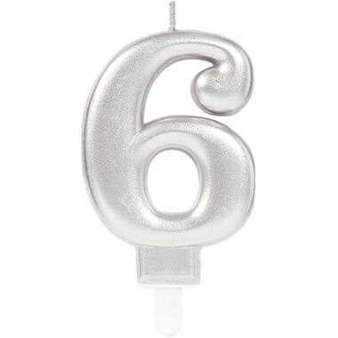 Number Candle 6 Starlight Birthday Silver Height 9.3 cm