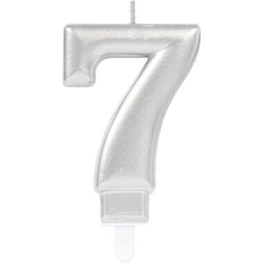 Number Candle 7 Starlight Birthday Silver Height 9.3 cm