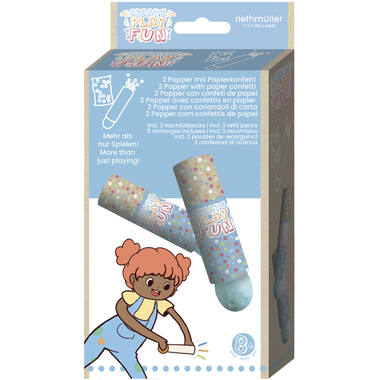 2 balloon confetti poppers with colourful paper confetti, reusable