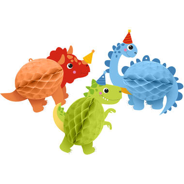 3 Honeycomb Hanging Decoration Dino Jungle