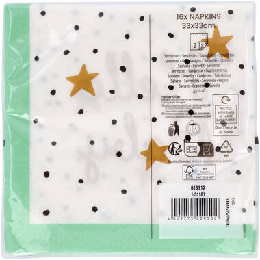 16 Napkins Hello Baby 33 x 33 cm