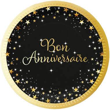 8 Plates Starlight Birthday Bon anniversaire Paper 23 cm