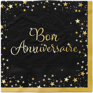 16 Napkins Starlight Birthday Bon anniversaire 33 x 33 cm