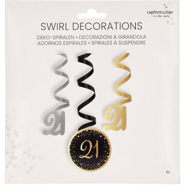 6 Swirl Decorations 21 Starlight Birthday Paper / Foil 61 cm