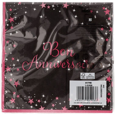 16 Napkins Starlight Birthday Pink Bon anniversaire 33 x 33 cm