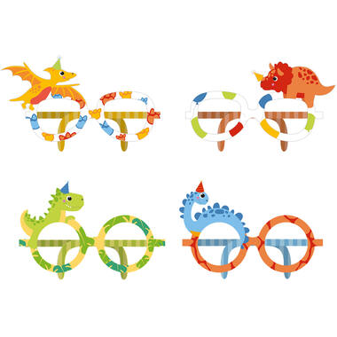 8 Dino Jungle Paper Glasses