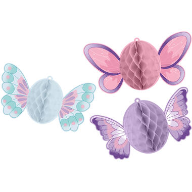 3 Honeycomb Hanging Decoration Flutter Garden Paper