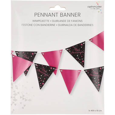 Pennant Banner Starlight Birthday Pink Bon anniversaire Papier 400 x 19 cm