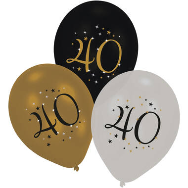 6 Latex Balloons 40 Starlight Birthday 27.5 cm / 11"