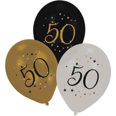 6 Latex Balloons 50 Starlight Birthday 27.5 cm / 11"