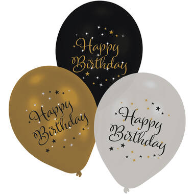 6 Latex Balloons Starlight Birthday Happy Birthday 27.5 cm / 11"