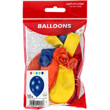 Latex Balloons - Assorted Colors - 28 cm - 10 pieces