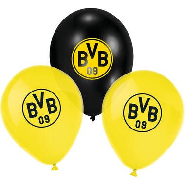 6 Latex Balloons BVB Dortmund 2025,  2 Colours 27,5 cm / 11"
