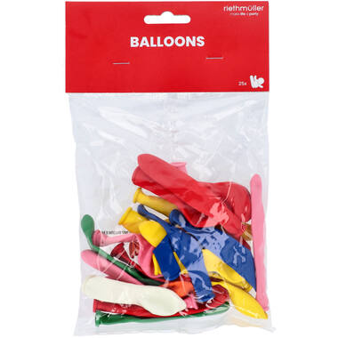 Latex Balloons - Assorted Colours and Shapes - 25 pieces
