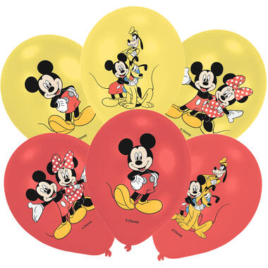 6 Latex Balloons Micky 27.5 cm / 11"