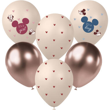 Latex Balloons - Mickey&Minnie - Gender Reveal - 28 cm - 6 pieces