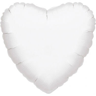 Foil Balloon - Shape - Heart - White Metallic - 45 cm