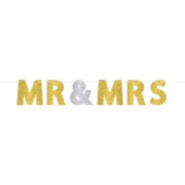 Letter Banner Wedding Decorations Glitter Mr. & Mrs. Paper 365 x 17.7 cm