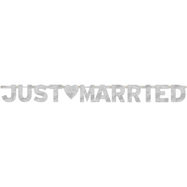 Letter Banner Just Married Silver Paper 167 x 16 cm