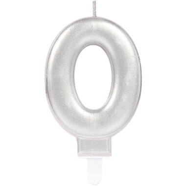 Number Candle 0 Sparkling Celebrations with Holder Silver Wax / Plastic Height 9.3 cm