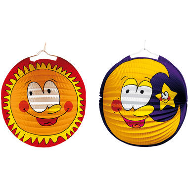 Lantern Sun & Moon Paper Assorted 25 cm