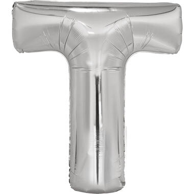 Large Letter T Silver Foil Balloon N34 Packaged 86 cm x 74 c
