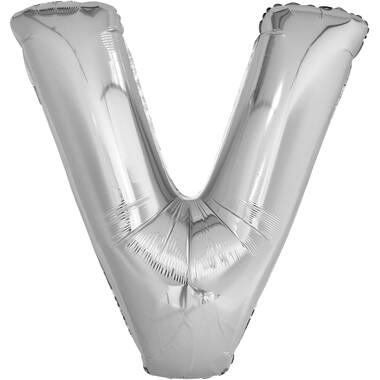 Large Letter V Silver Foil Balloon N34 Packaged 84 cm x 78 c