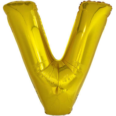 Large Letter V Gold Foil Balloon N34 Packaged 84 cm x 78 cm