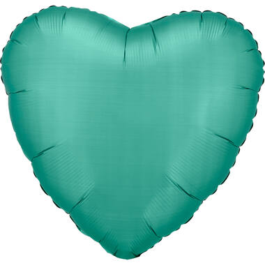 Standard Silk Lustre Jade Green Heart Foil Balloon C16 Packaged 43 cm