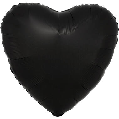 Standard Silk Lustre Black Heart Foil Balloon C16 Packaged 43 cm