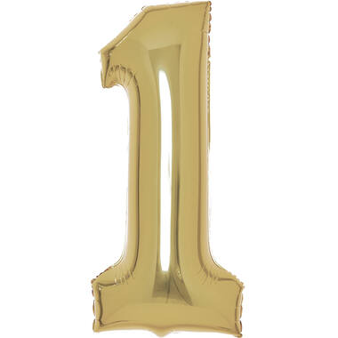 Large Number 1 White Gold Foil Balloon N34 Packaged 82 cm x 37 cm