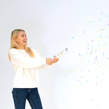 Confetti Cannon Multicolor Round Pastel Paper 28 cm