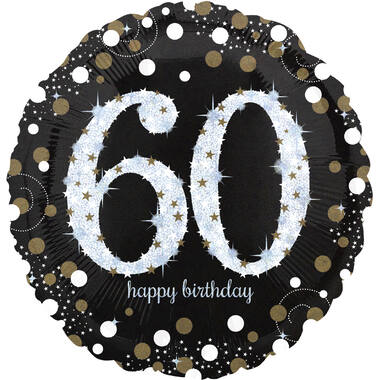 Standard Holographic Sparkling Birthday 60 Foil Balloon C55 Packaged 43 cm