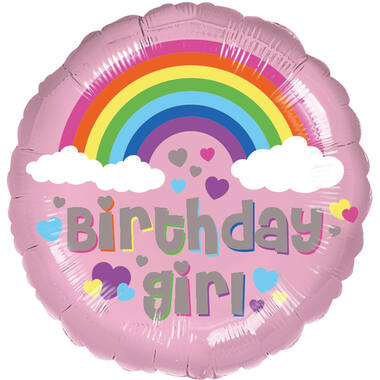 Standard HBD Rainbow Girl Foil Balloon C40 Packaged 43 cm