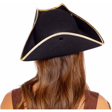 Pirate Hat molded - Black with Gold edge One size
