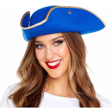 Pirate Hat molded - Blue with Gold edge One size