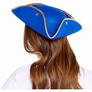 Pirate Hat molded - Blue with Gold edge One size