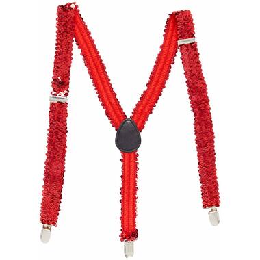 Suspender Sequin Braces - Red 2.5cm Adult One size