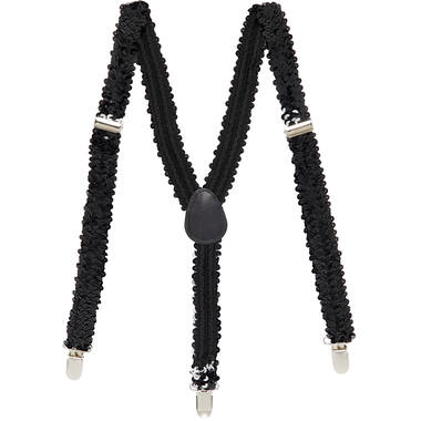 Suspender Sequin Braces - Black 2.5cm Adult One size