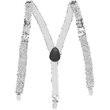 Suspender Sequin Braces - Silver 2.5cm Adult One size
